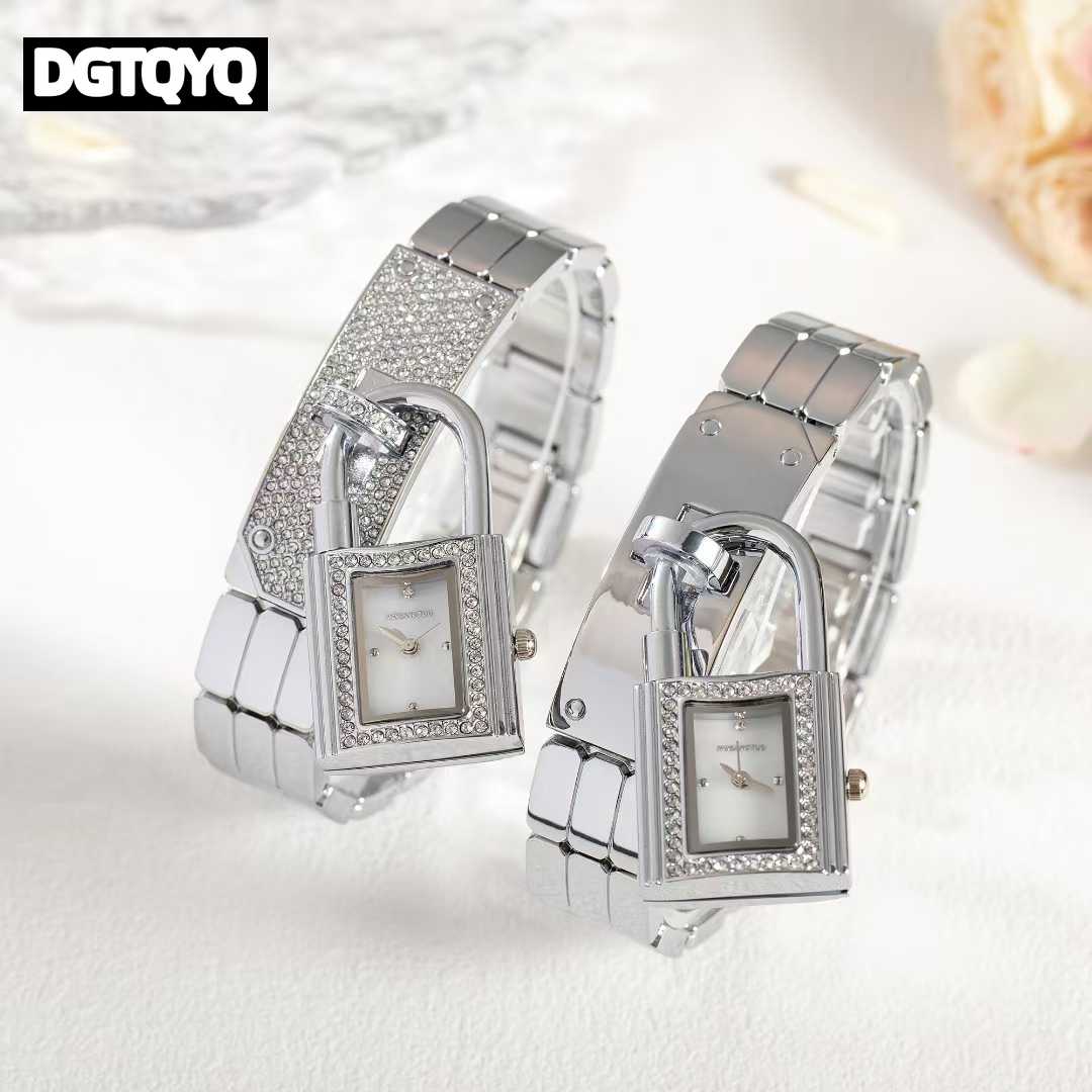 Luxury Watch Arabic - Damen-Armbanduhr mit silbernem abnehmbarem Schloss, Diamant-Strass-Inlay-Armband,