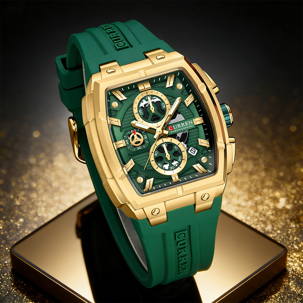 Luxury Watch Display - CURREN Luxus-Vintage-Uhr für Herren, Sport-Chronograph, Quarz-Armbanduhr