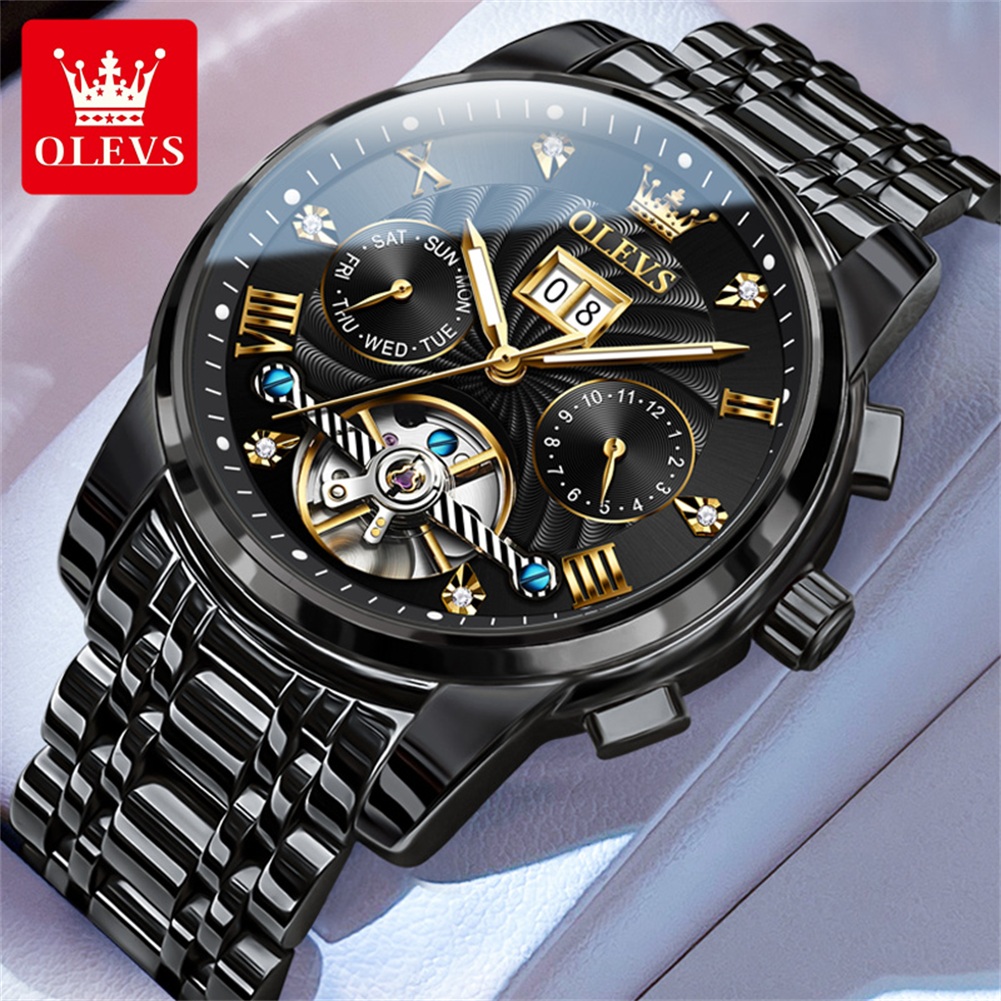 Luxury Watch Arabic - OLEVS Klassische Herrenuhren Tourbillon Multifunktions-Vollautomatik-Herrenuhr High-End-Armbanduhr