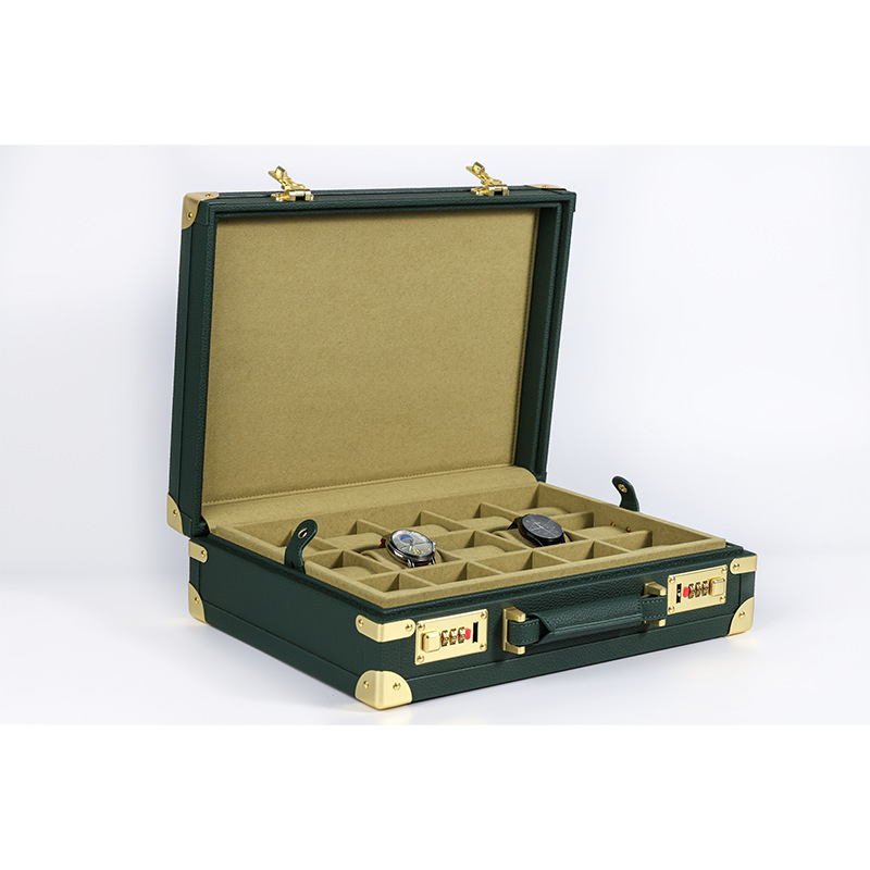 Luxury Watch Display - OEM ODM Luxuriöse 15-Fach Grüne PU-Leder