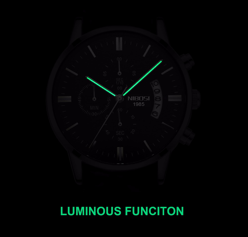 NIBOSI Edelstahl Schwarz Quarz – Luxury Watch Mockup Bewertung und Preis